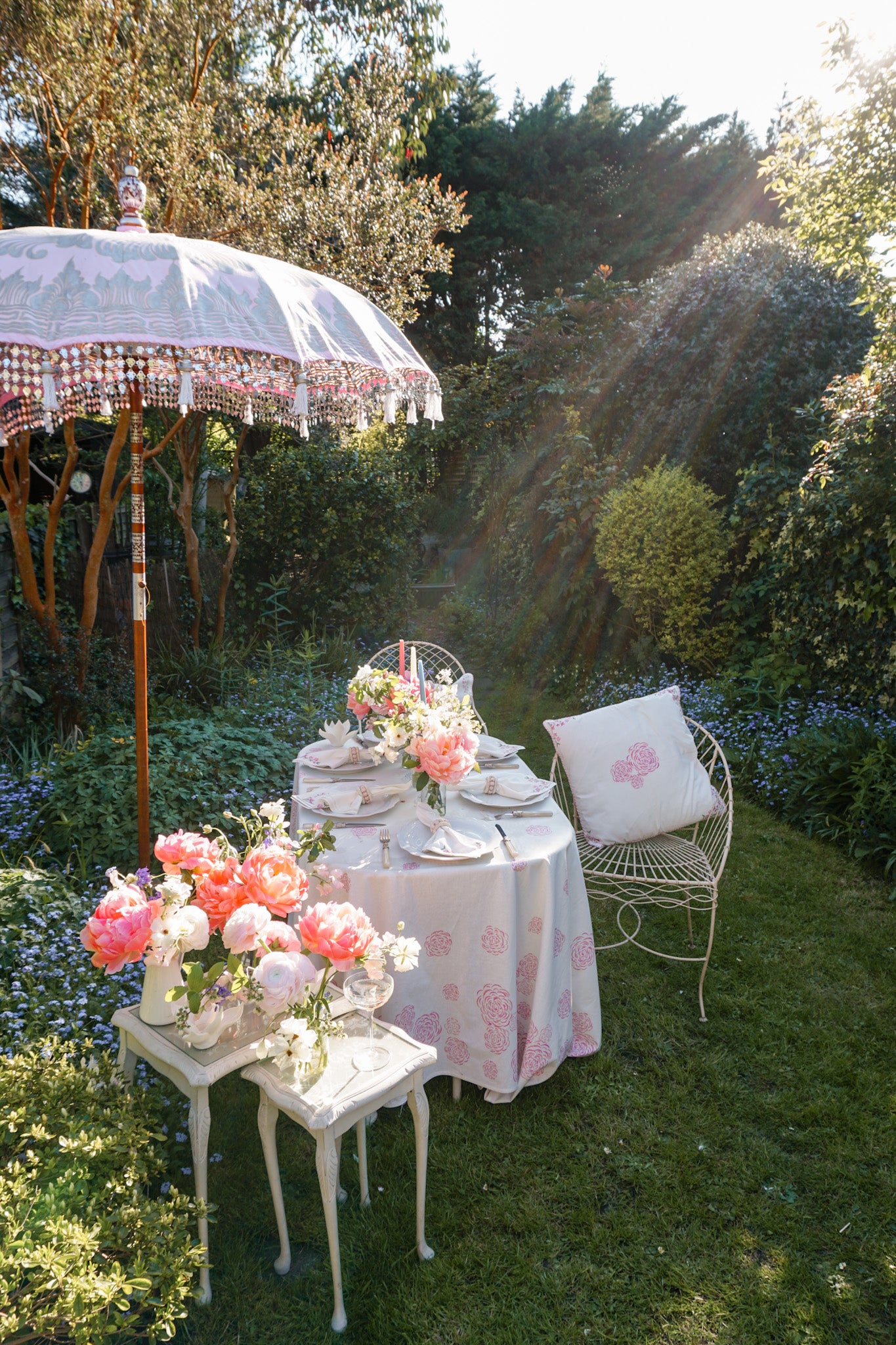 Garden tea party in England for The Coronation by Rosanna Falconer