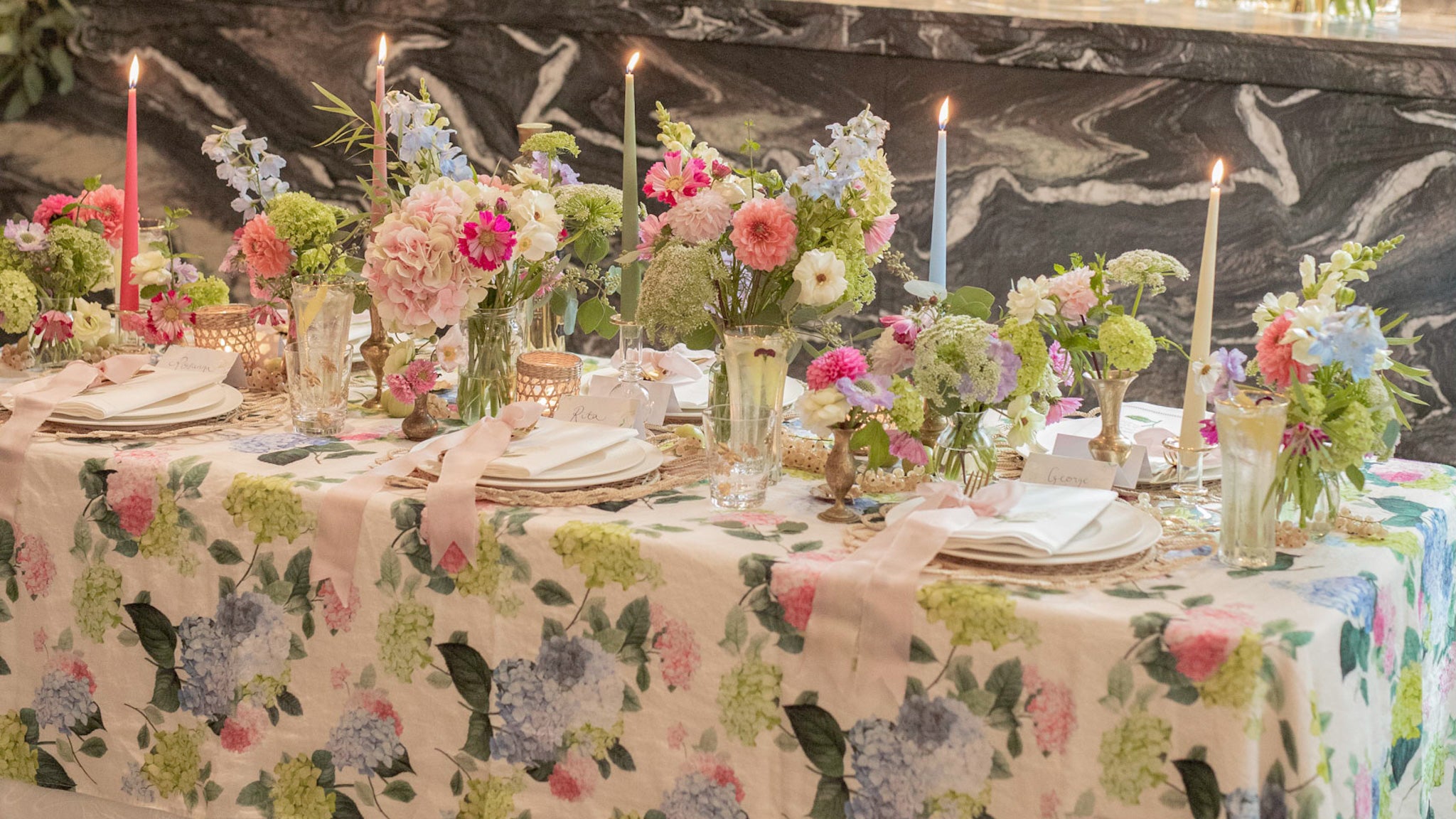 Late summer florals tablescape by Rosanna Falconer