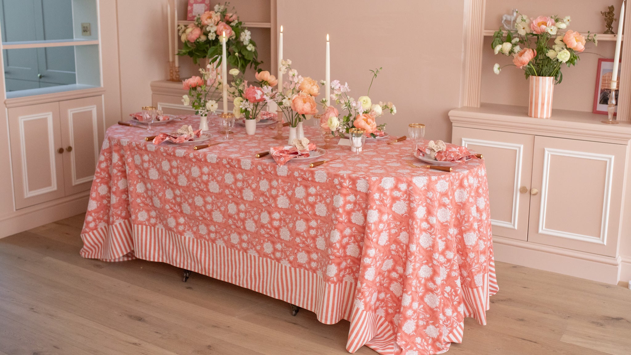 Peony Bloom Terracotta tablecloth
