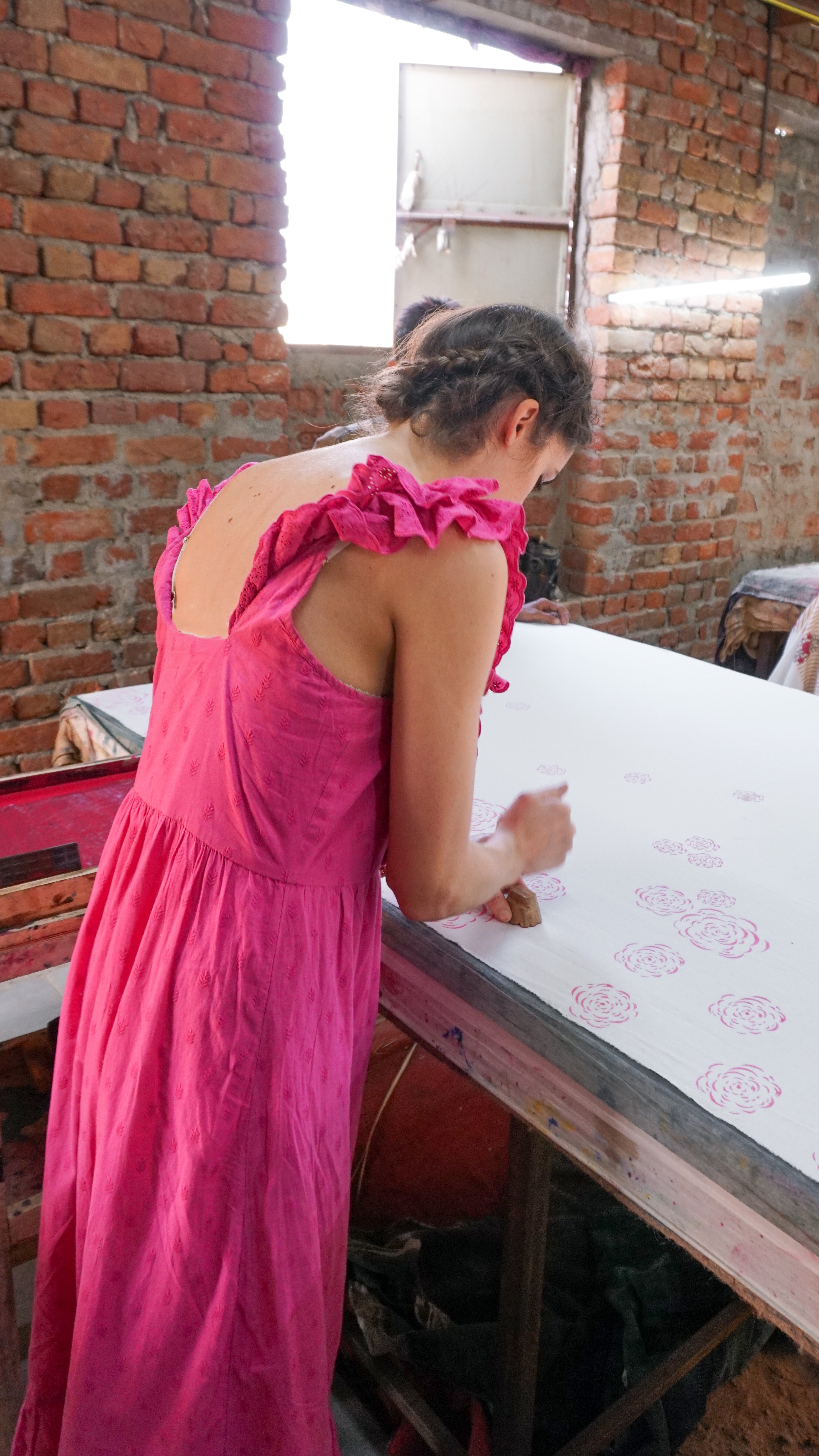 Rosanna Falconer block printing in Jaipur