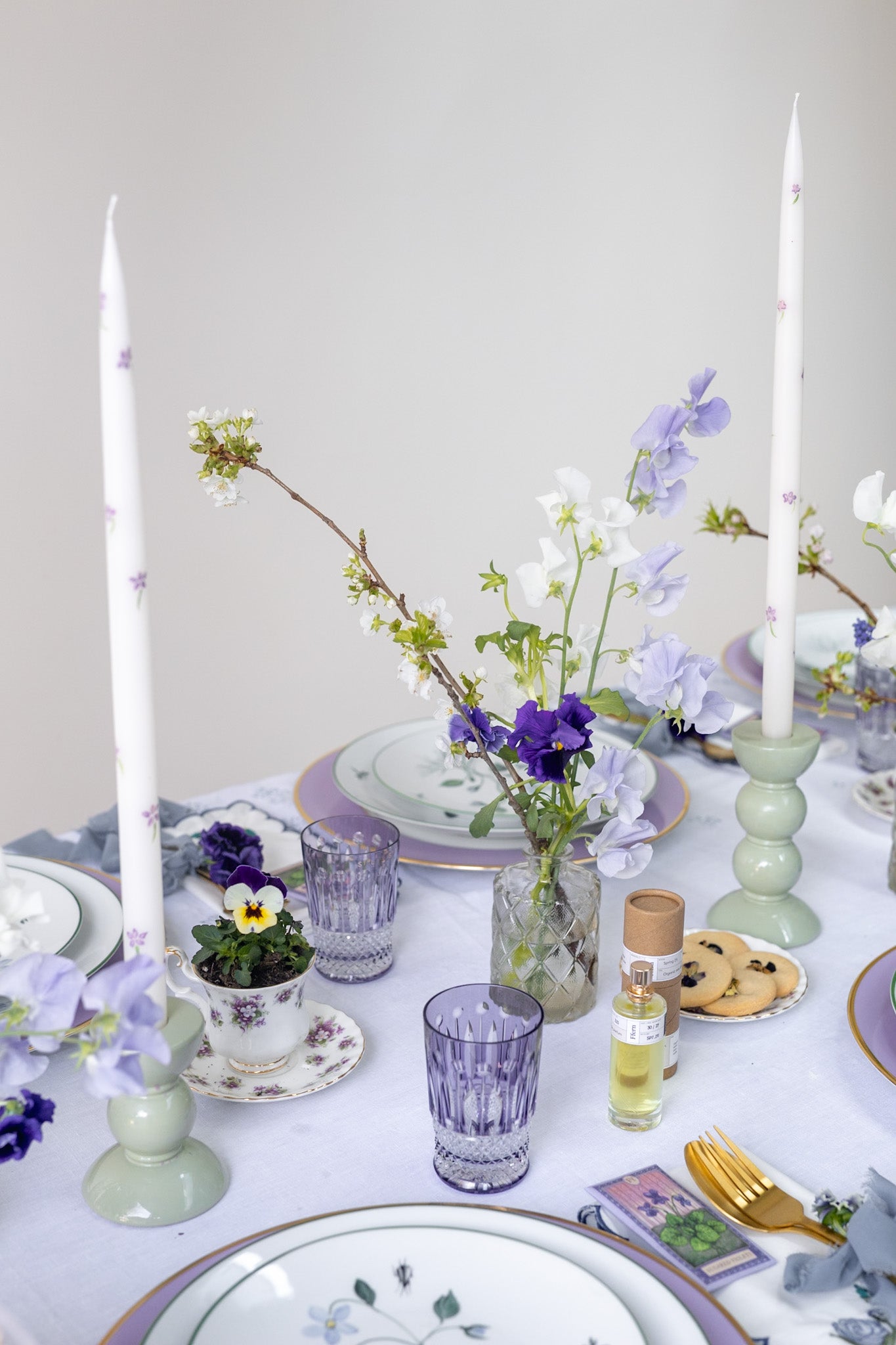 Ffern Violet Tablescape Details By Rosanna Falconer