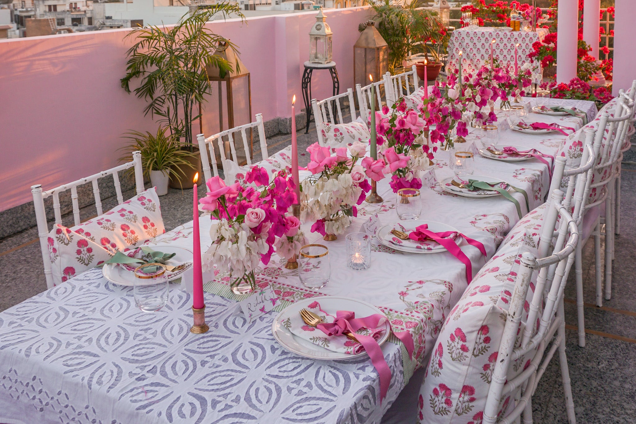 Pink & Green Tablescape