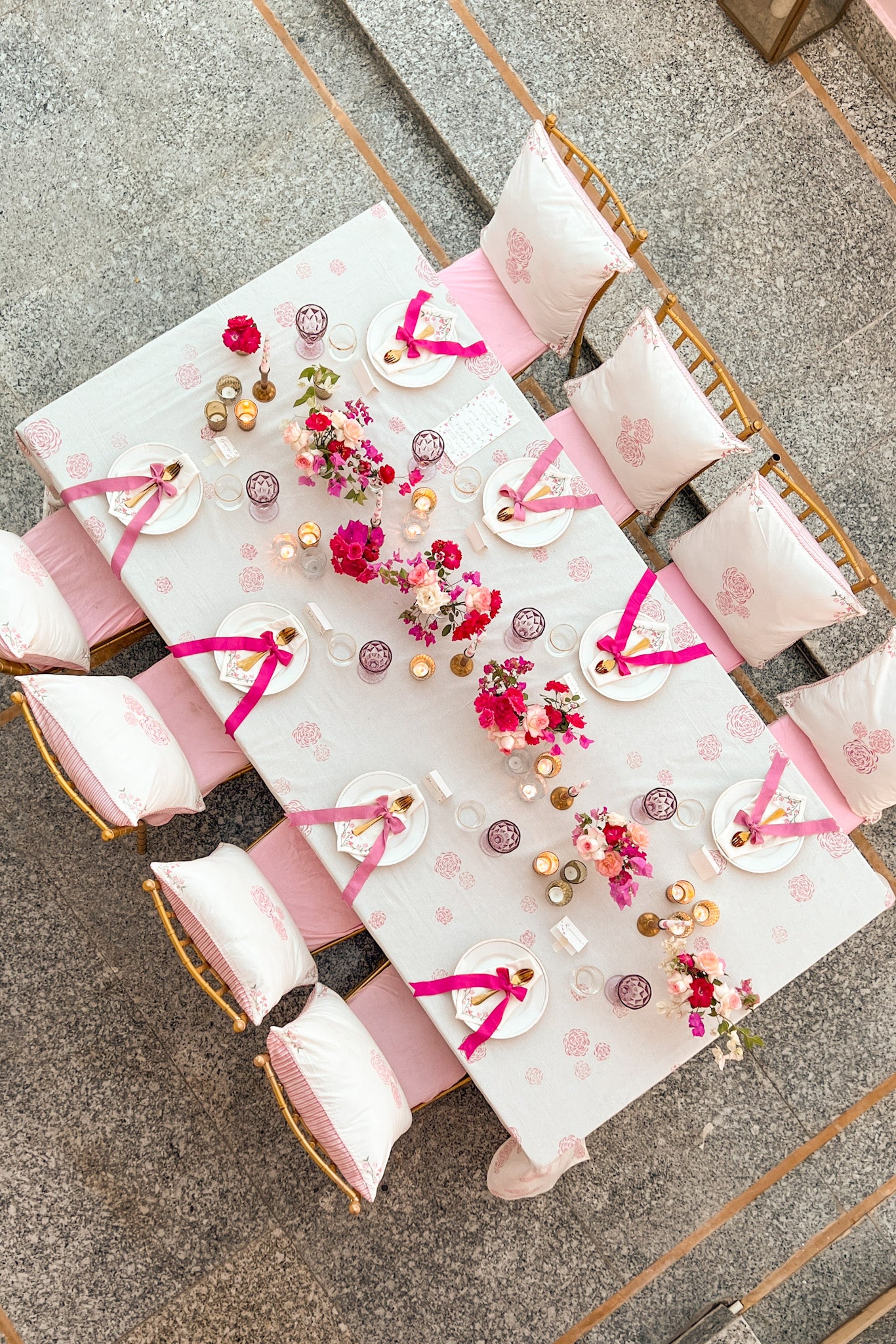 Aerial view of tablescape