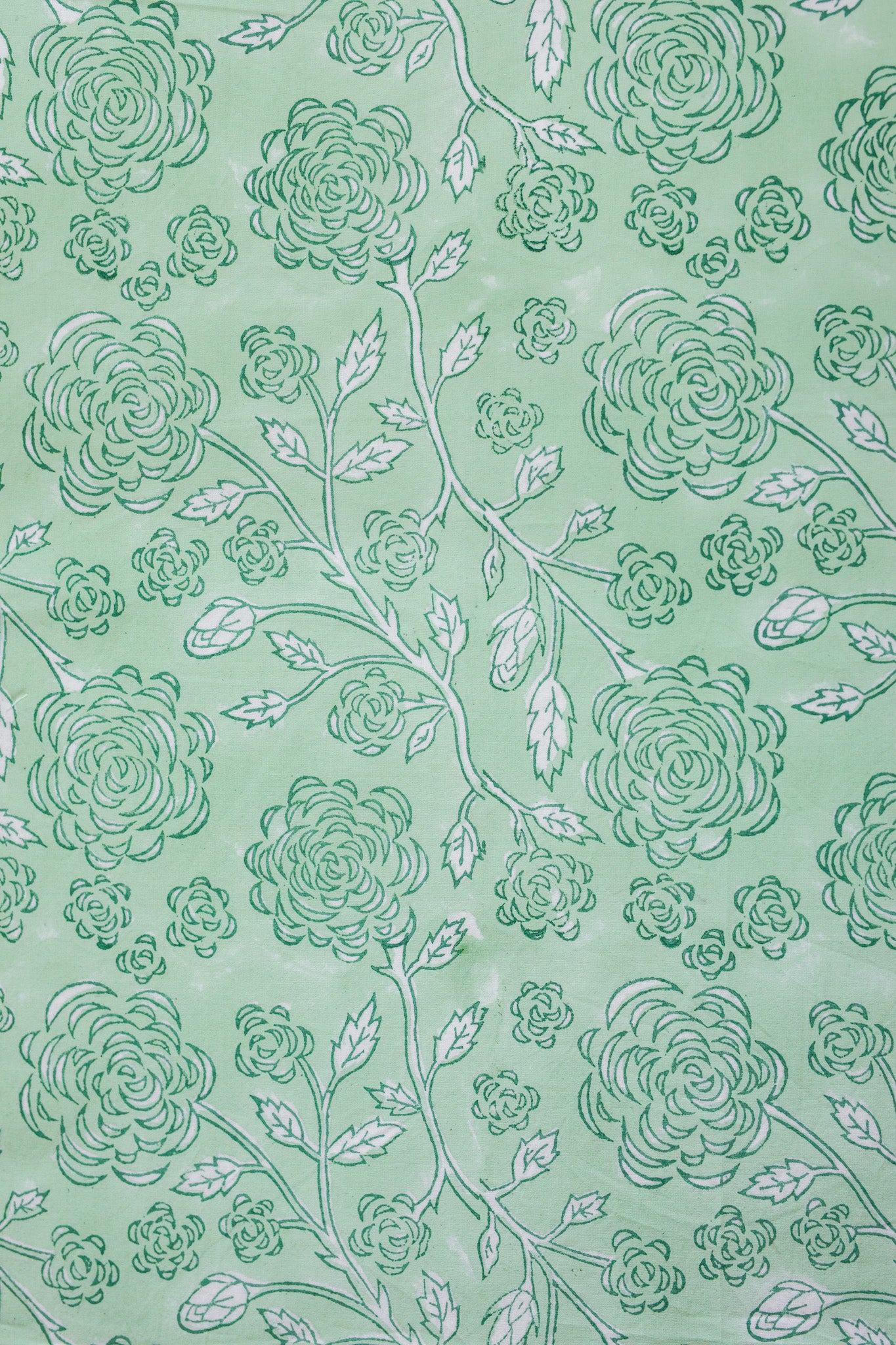 Green floral tablecloth block print design by RosannaFalconer