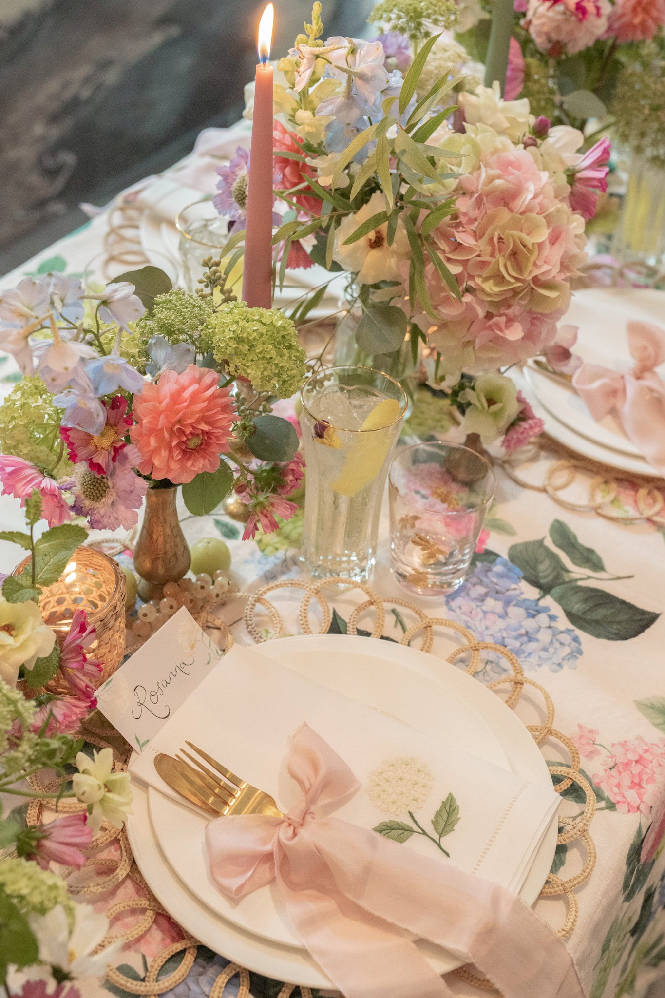 Late summer tablescape by Rosanna Falconer with florals