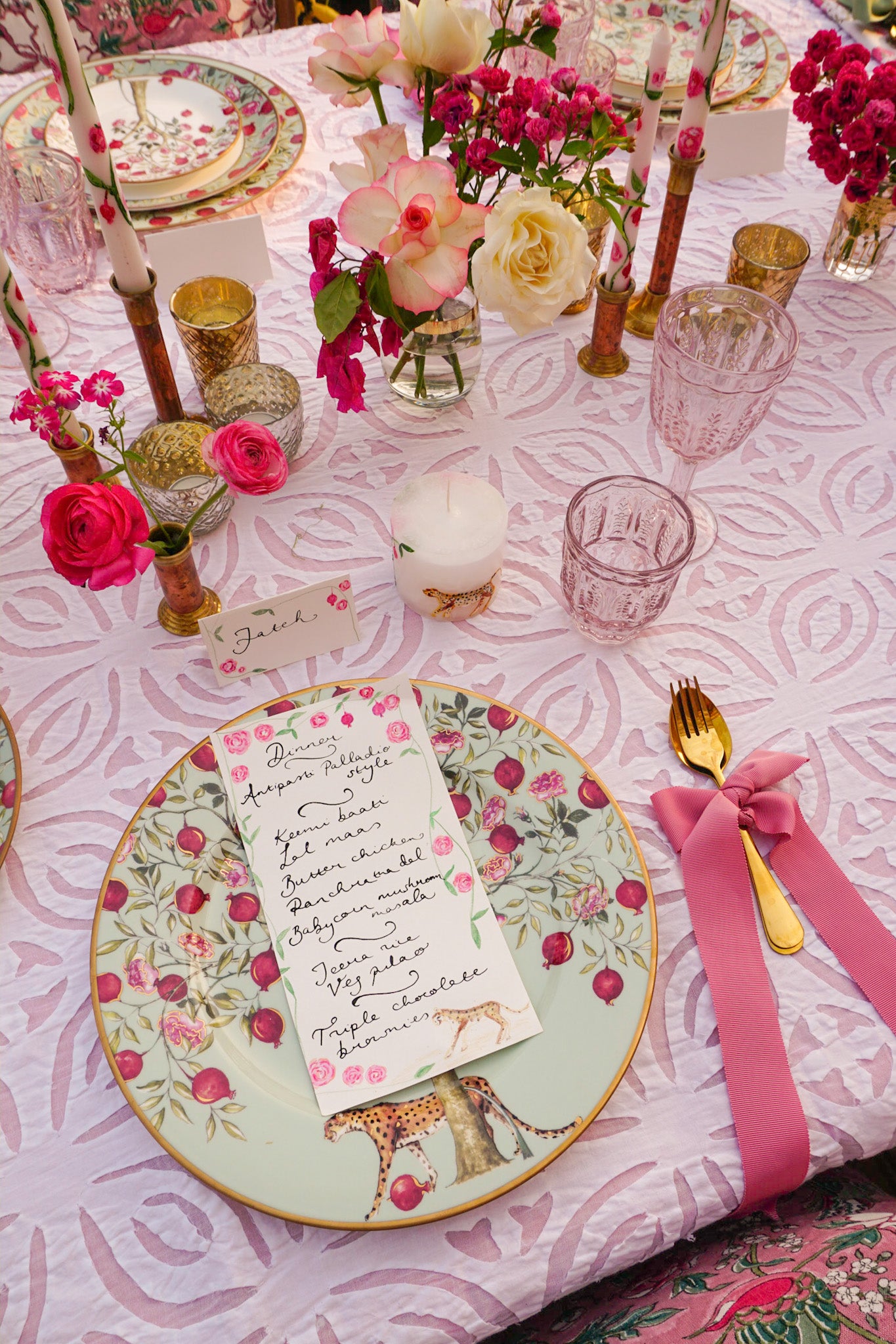 Painted menu by Rosanna Falconer for Good Earth