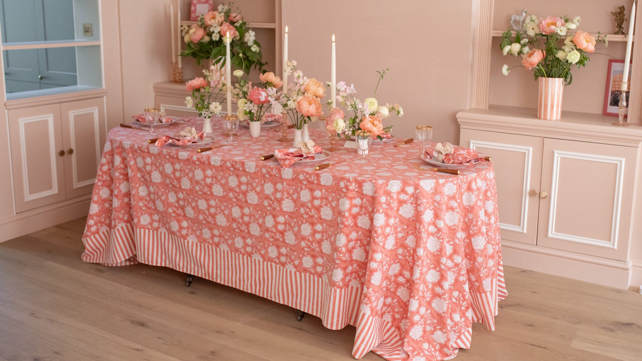 Peony Bloom Terracotta tablecloth