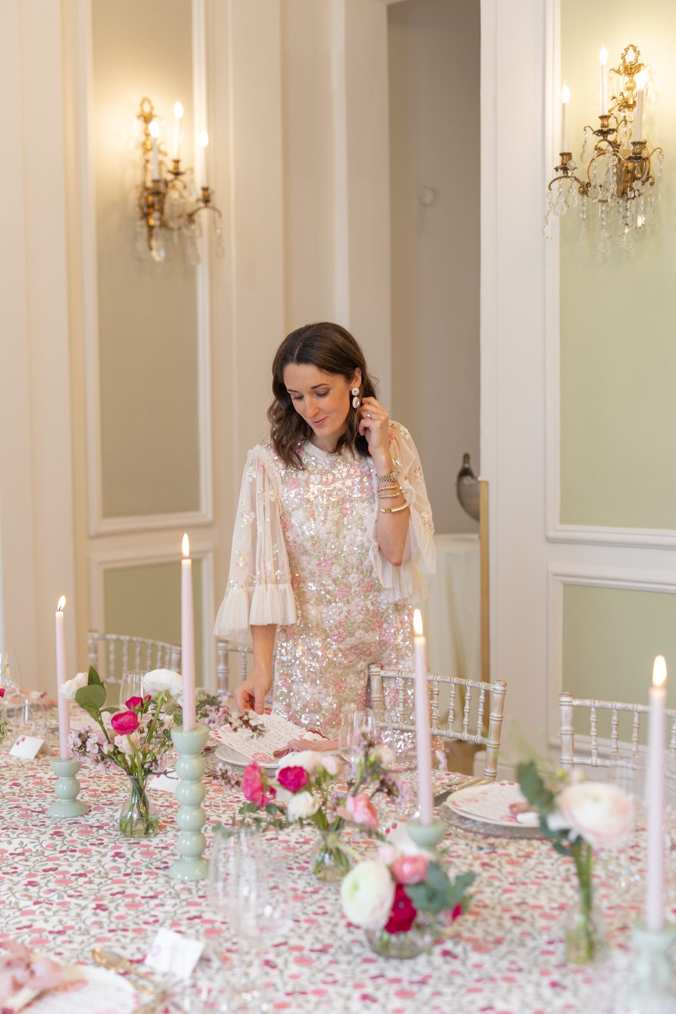 Rosanna Falconer setting the table