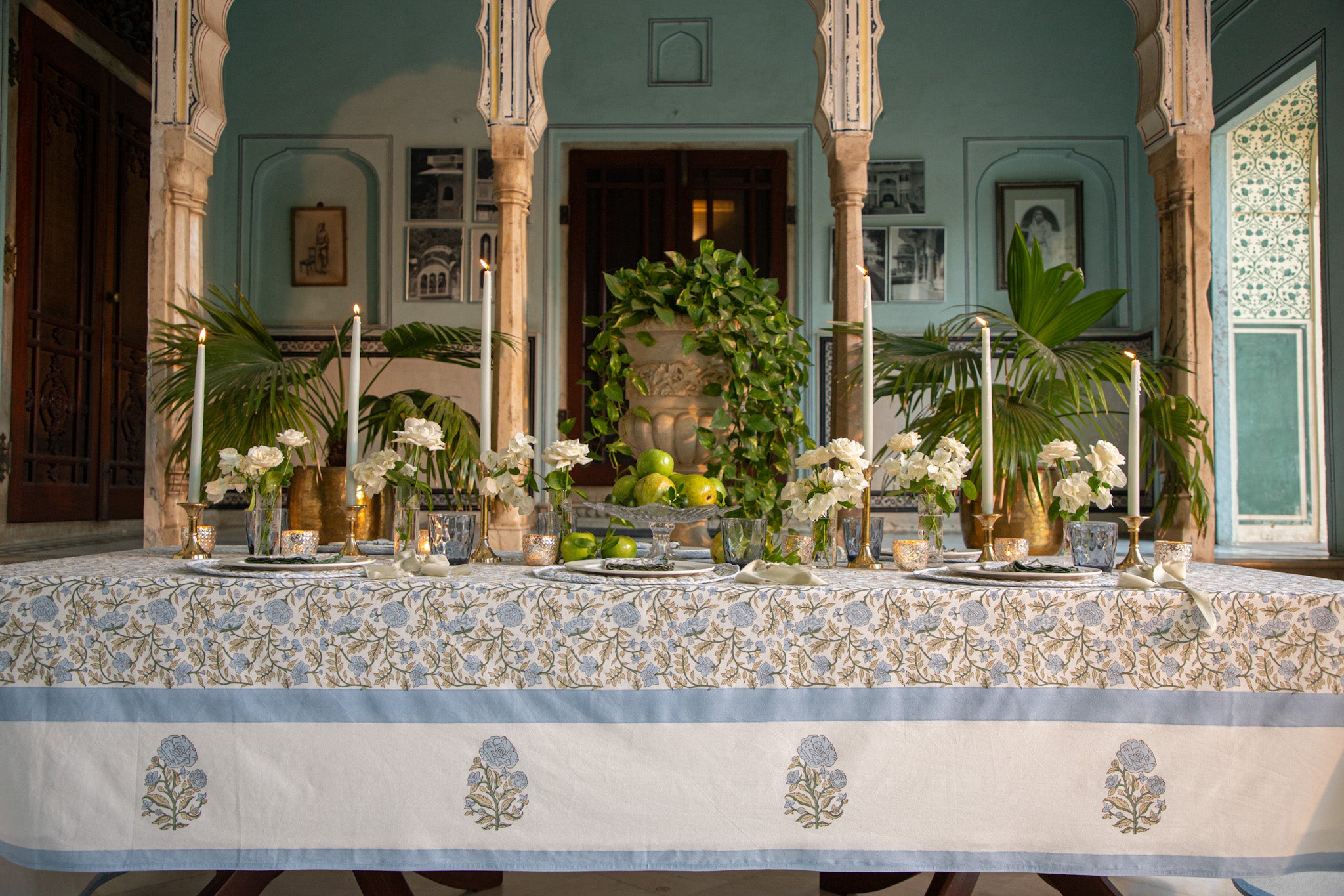 Rose Orchard Blue and Green tablescape